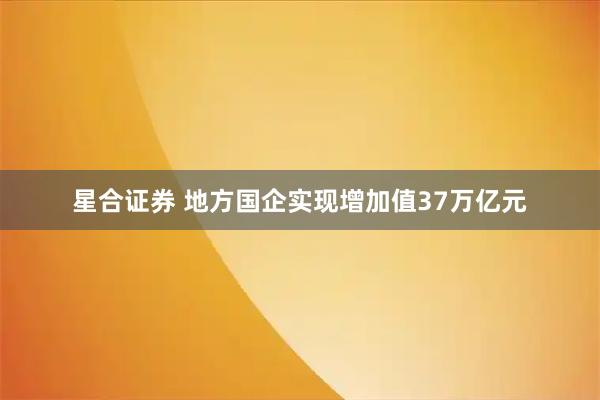 星合证券 地方国企实现增加值37万亿元